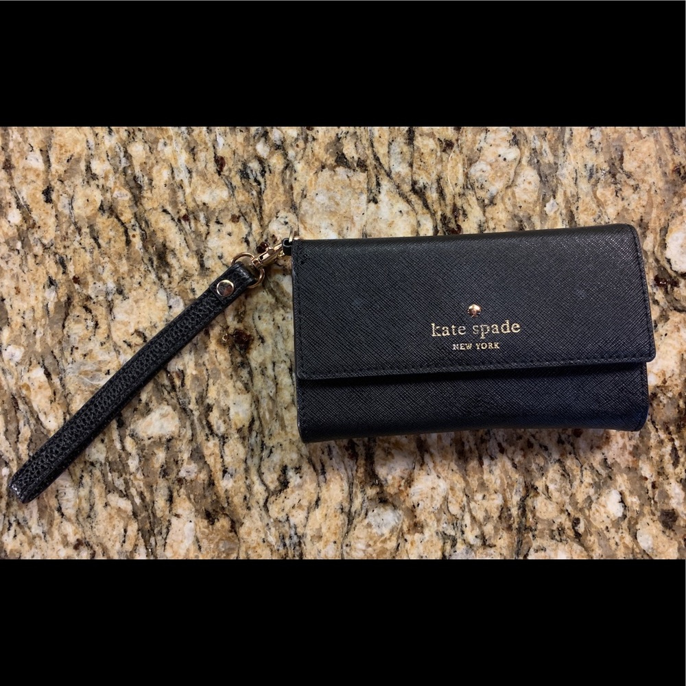 Kate Spade Black Leather Wristlet